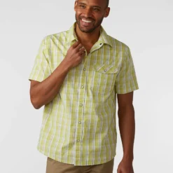 New 😀 Stio Men's Curtis Camp Shirt SS 😍 -Stio Sales Shop M Curtis Camp Shirt SS Forage Green Plaid 1