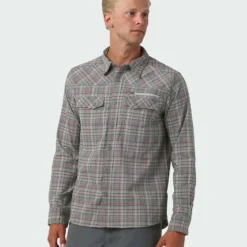 Hot Sale 🎁 Stio Men's Eddy Slope 🔔 Shirt ✔️ -Stio Sales Shop M Eddy Slope Shirt LS Powder Fox Plaid 1