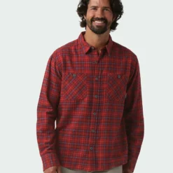 Top 10 😉 Stio Men's Miter Lightweight Flannel 👏 Shirt ✨ -Stio Sales Shop M Miter Lightweight Flannel Shirt Roasted Beet Plaid 1