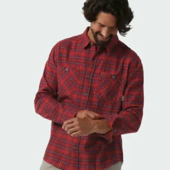 Top 10 😉 Stio Men's Miter Lightweight Flannel 👏 Shirt ✨ -Stio Sales Shop M Miter Lightweight Flannel Shirt Roasted Beet Plaid 2