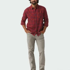 Top 10 😉 Stio Men's Miter Lightweight Flannel 👏 Shirt ✨ -Stio Sales Shop M Miter Lightweight Flannel Shirt Roasted Beet Plaid 4