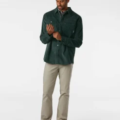 Top 10 😉 Stio Men's Saratoga Cord Shirt 😍 -Stio Sales Shop M Saratoga Cord Treeline Green 4