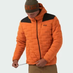 Wholesale 🥰 Stio Men's Skillet Stretch Down Hooded Jacket 🧨 -Stio Sales Shop M Skillet Stretch Down Hooded Jacket Basecamp Orange 3