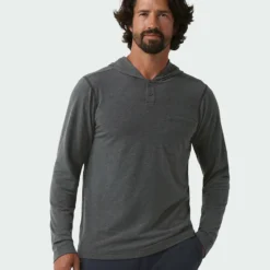 Coupon 😉 Stio Men's Tipton Tech Hooded Henley 💯 -Stio Sales Shop M Tipton Tech Hooded Henley Boundary Black Heather 2