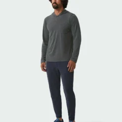 Coupon 😉 Stio Men's Tipton Tech Hooded Henley 💯 -Stio Sales Shop M Tipton Tech Hooded Henley Boundary Black Heather 4