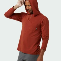 Coupon 😉 Stio Men's Tipton Tech Hooded Henley 💯 -Stio Sales Shop M Tipton Tech Hooded Henley Roasted Beet Heather 2