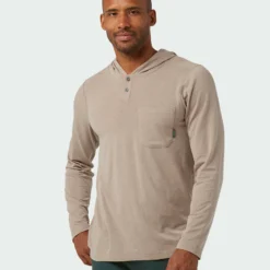 Coupon 😉 Stio Men's Tipton Tech Hooded Henley 💯 -Stio Sales Shop M Tipton Tech Hooded Henley Rodeo Dust Heather 1