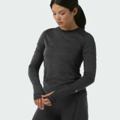 Outlet ✨ Stio Women's Basis® Seamless Tech Crew 😀 -Stio Sales Shop W Full Range Seamless Crew Boundary Black Heather 2