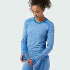Outlet ✨ Stio Women's Basis® Seamless Tech Crew 😀 -Stio Sales Shop W Full Range Seamless Crew Wind River Blue Heather 2
