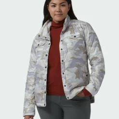 Coupon 🎉 Stio Women's Skycrest Insulated Snap Shirt 👏 -Stio Sales Shop W Skycrest Snap Shirt Powder Fox Camo Alt 1